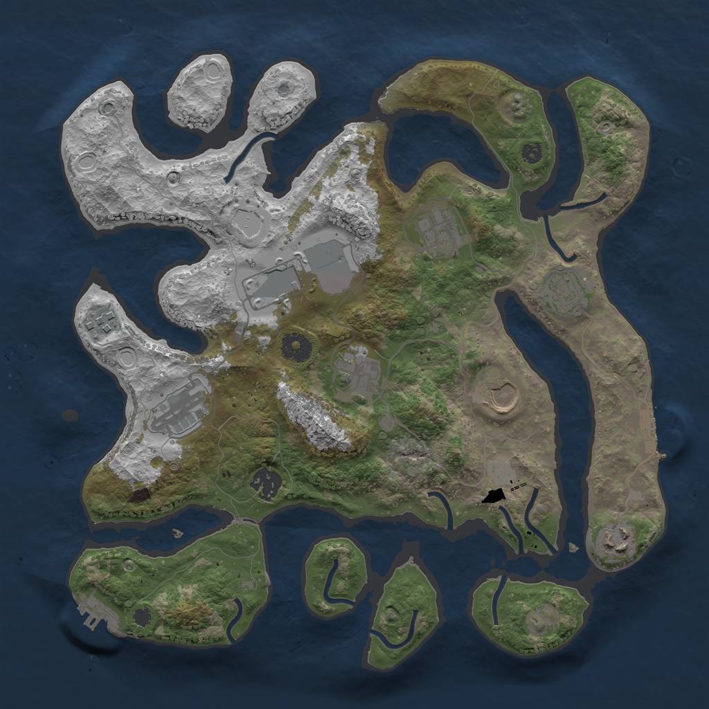 Rust Map: Procedural Map, Size: 3500, Seed: 12501, 16 Monuments