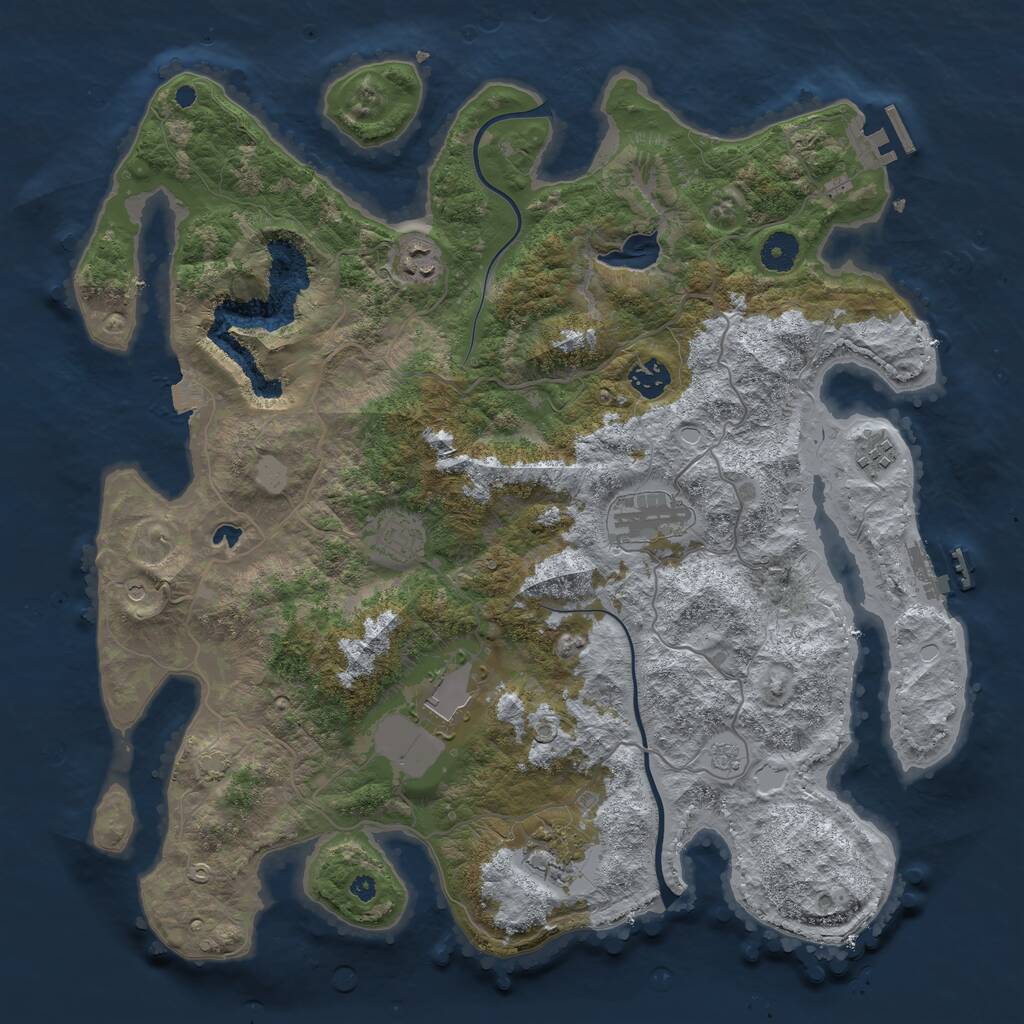Rust Map: Procedural Map, Size: 4000, Seed: 614542, 13 Monuments