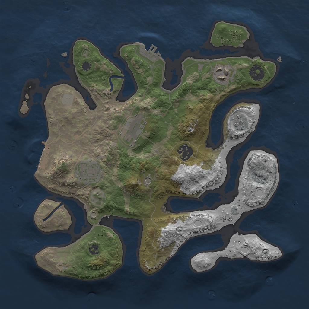 Rust Map: Procedural Map, Size: 3000, Seed: 986923, 13 Monuments