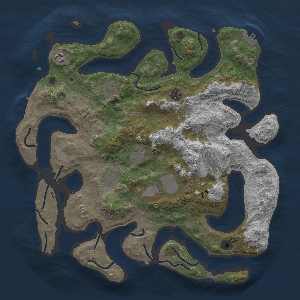 Rust Map: Procedural Map, Size: 4000, Seed: 603522, 16 Monuments