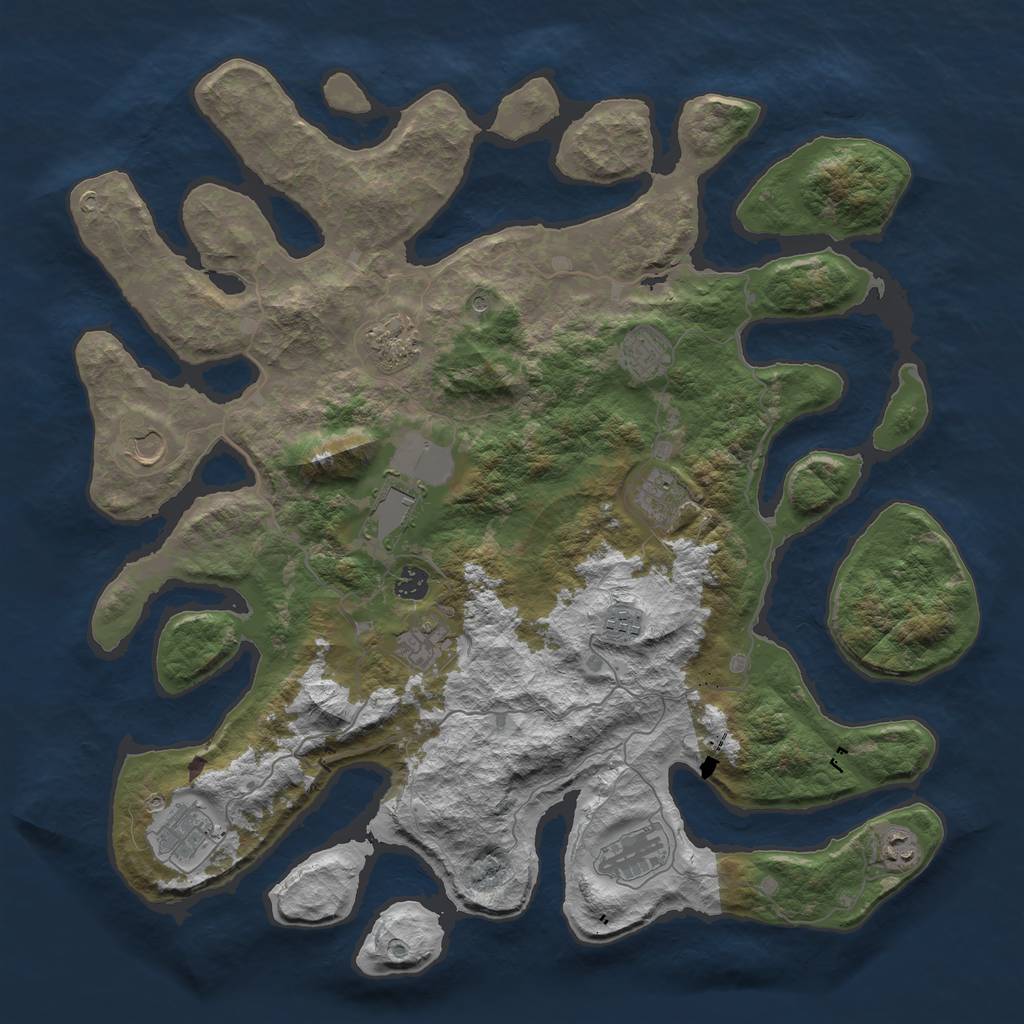 Rust Map: Barren, Size: 4500, Seed: 5372408, 14 Monuments