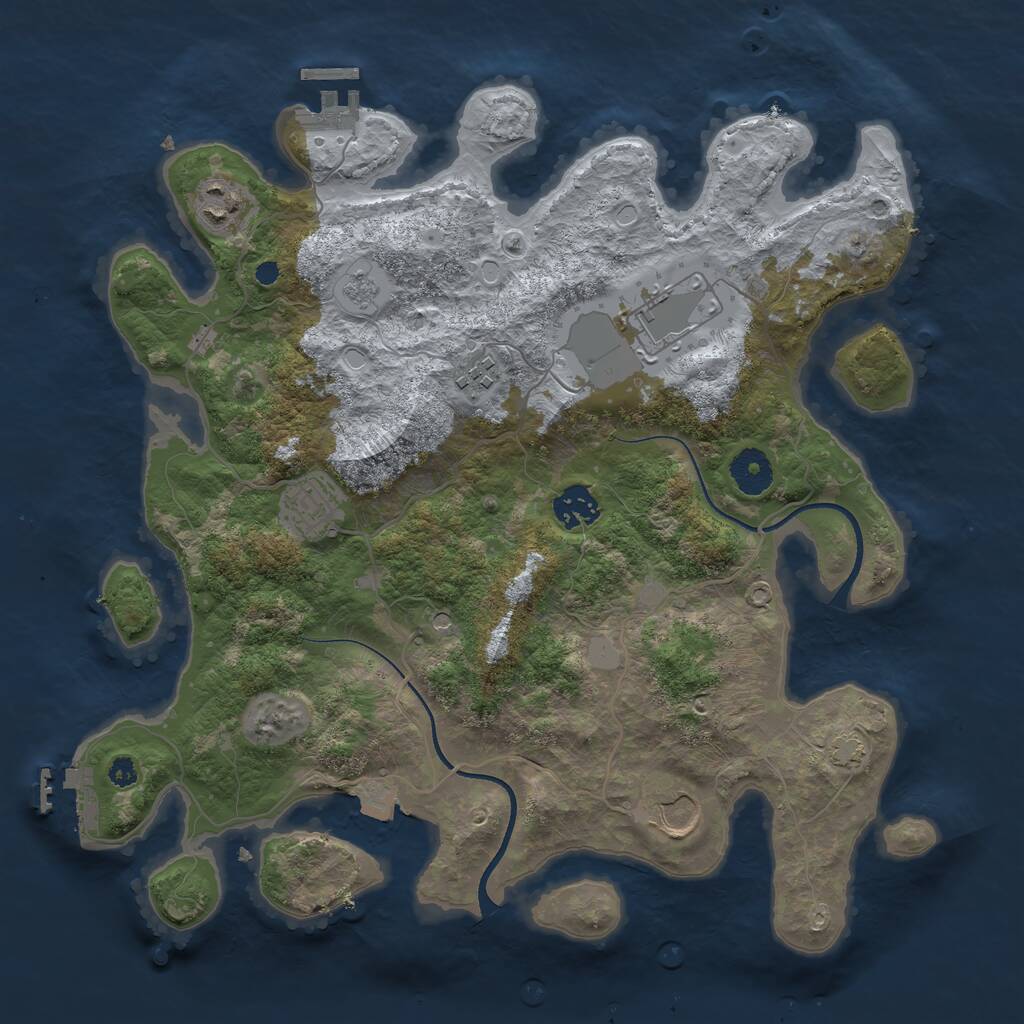 Rust Map: Procedural Map, Size: 3550, Seed: 91303, 12 Monuments