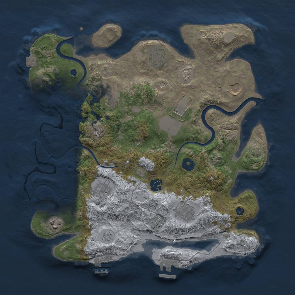 Rust Map: Procedural Map, Size: 3550, Seed: 185983, 15 Monuments
