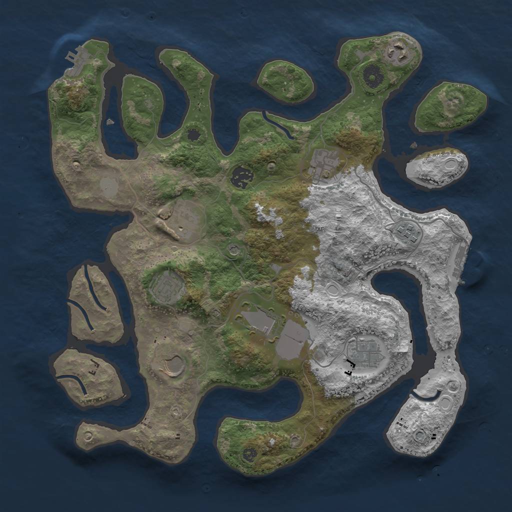 Rust Map: Procedural Map, Size: 3550, Seed: 97585, 17 Monuments