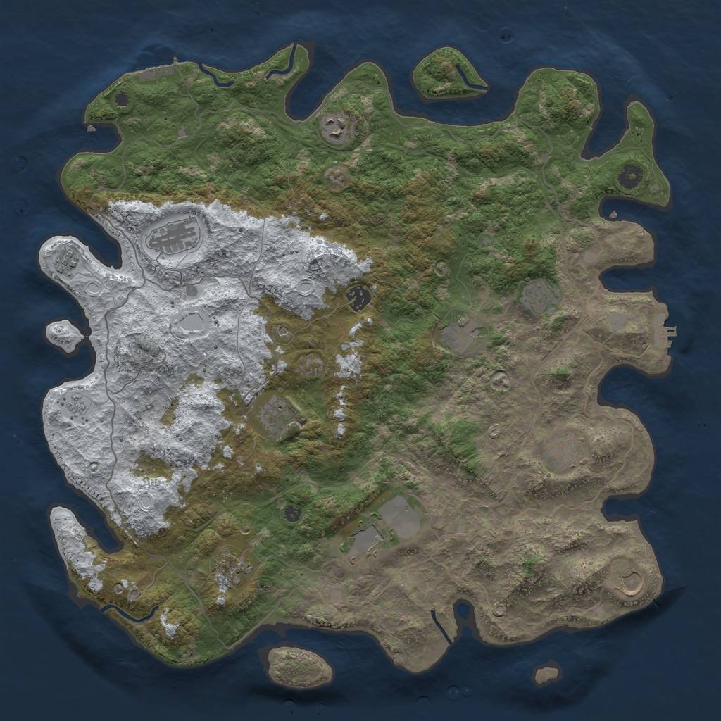 Rust Map: Procedural Map, Size: 4500, Seed: 100816564, 20 Monuments