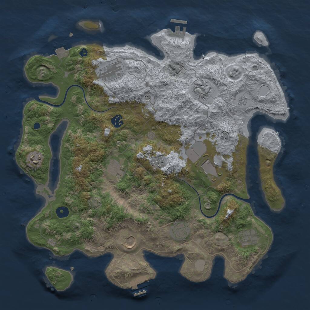 Rust Map: Procedural Map, Size: 3800, Seed: 975100187, 16 Monuments