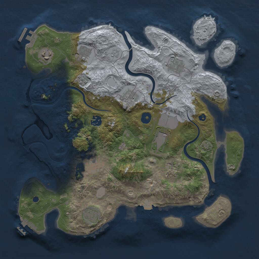 Rust Map: Procedural Map, Size: 3550, Seed: 126966, 16 Monuments