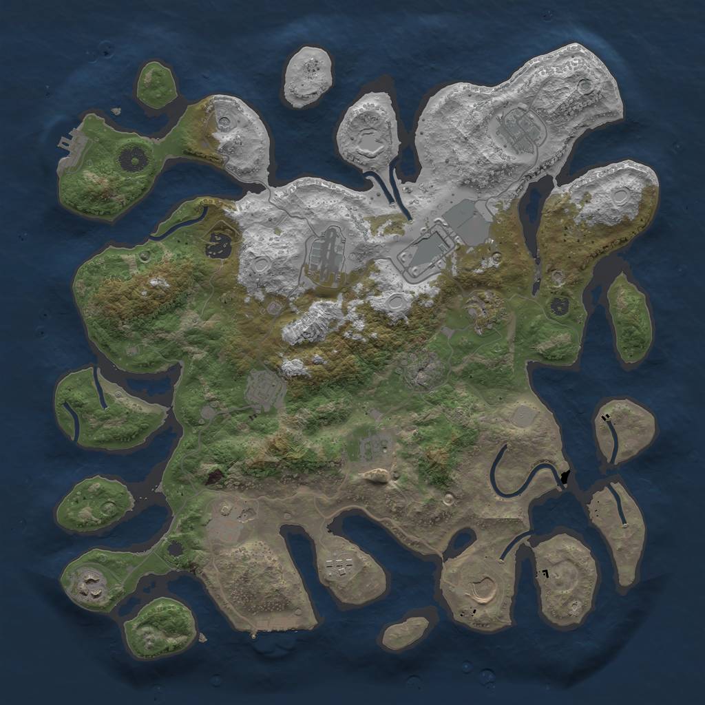 Rust Map: Procedural Map, Size: 3945, Seed: 1535039933, 19 Monuments