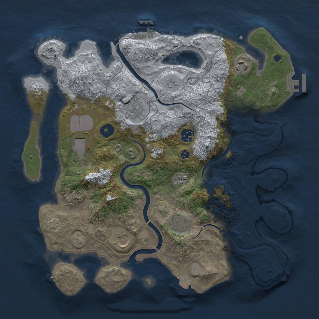 Rust Map: Procedural Map, Size: 3550, Seed: 414169, 12 Monuments