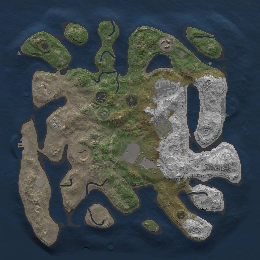Rust Map: Procedural Map, Size: 3500, Seed: 1225010099, 15 Monuments