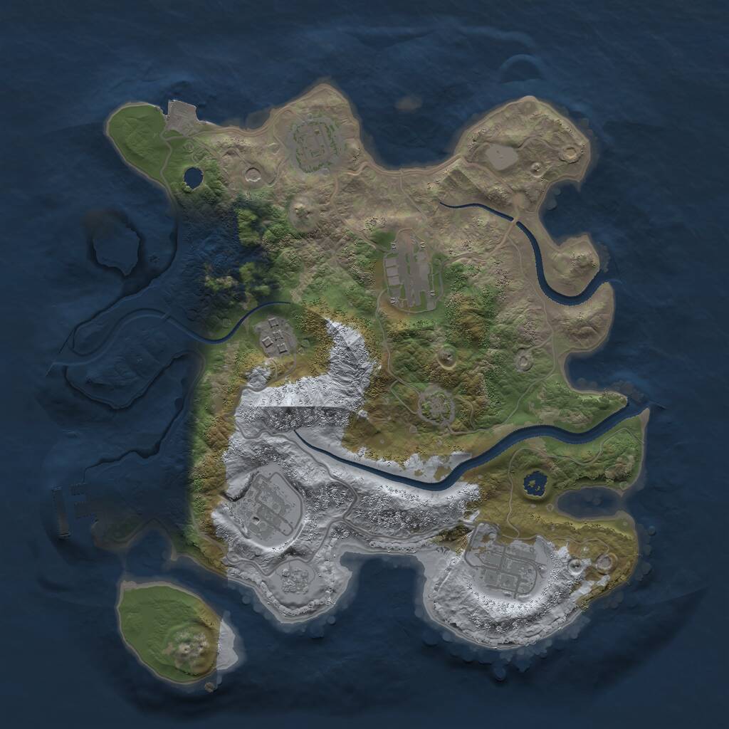 Rust Map: Procedural Map, Size: 3000, Seed: 614040, 10 Monuments