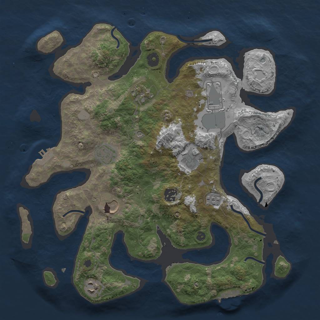 Rust Map: Procedural Map, Size: 3600, Seed: 68, 16 Monuments