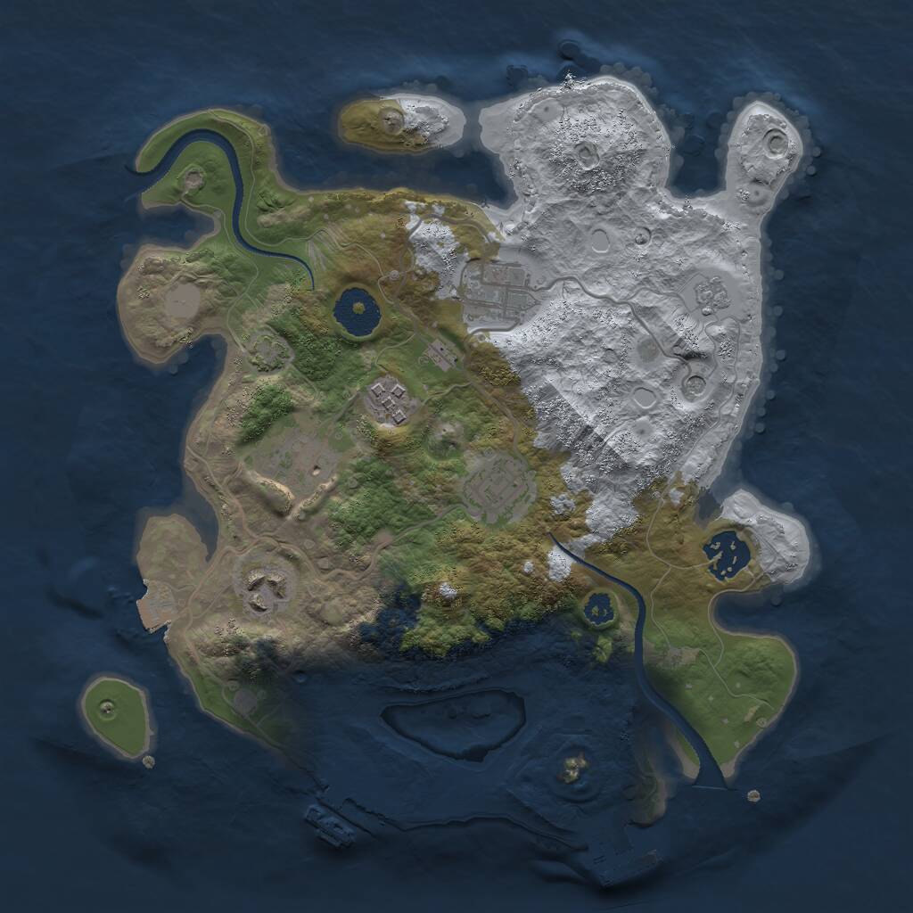 Rust Map: Procedural Map, Size: 3000, Seed: 46551725, 12 Monuments