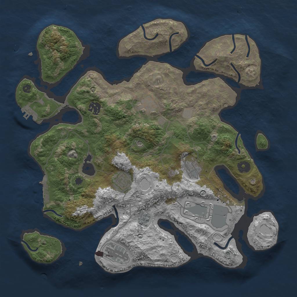 Rust Map: Procedural Map, Size: 3550, Seed: 884020, 15 Monuments