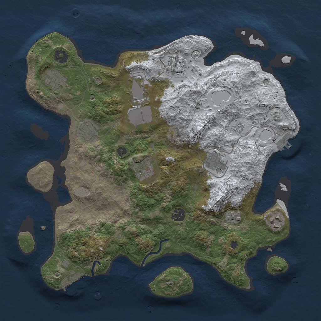 Rust Map: Procedural Map, Size: 3500, Seed: 30054435, 17 Monuments