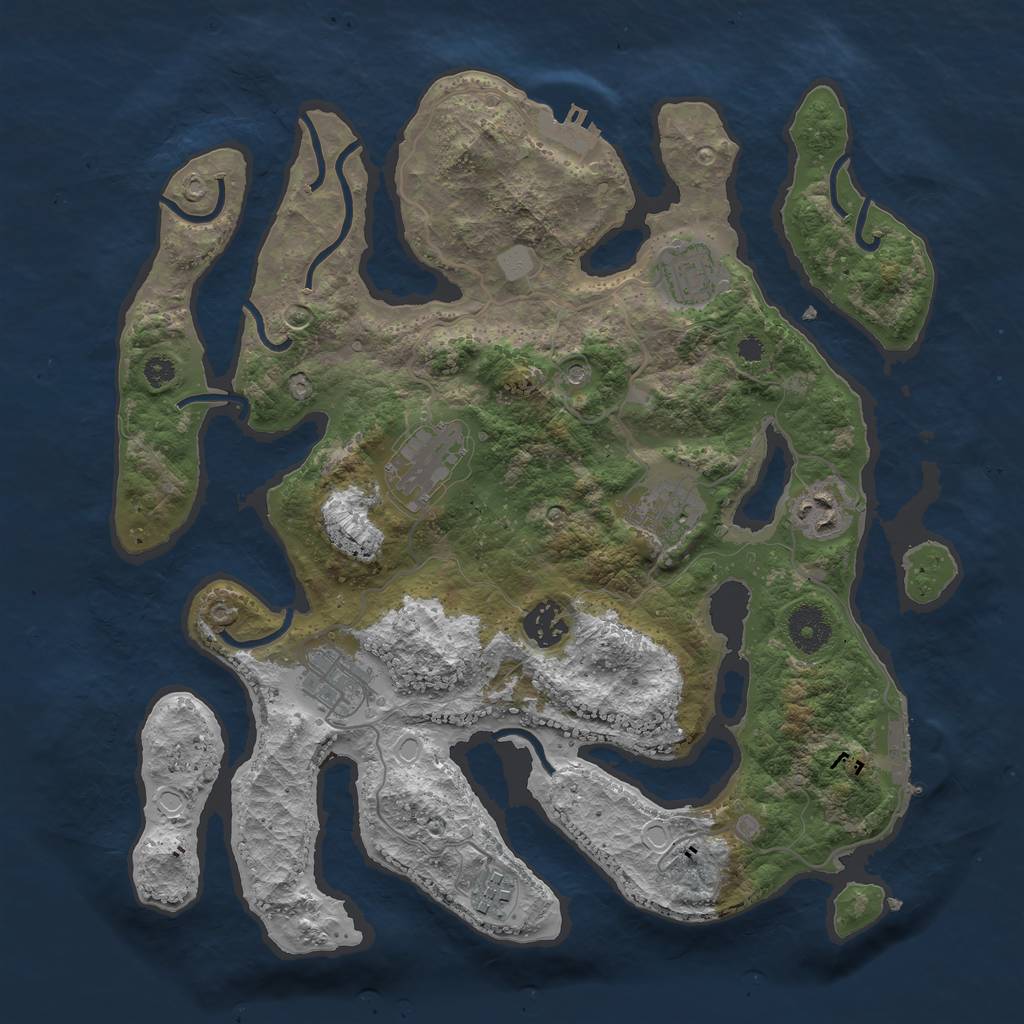 Rust Map: Procedural Map, Size: 3500, Seed: 4876119, 15 Monuments