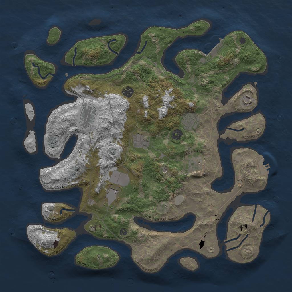 Rust Map: Procedural Map, Size: 4000, Seed: 324445, 16 Monuments