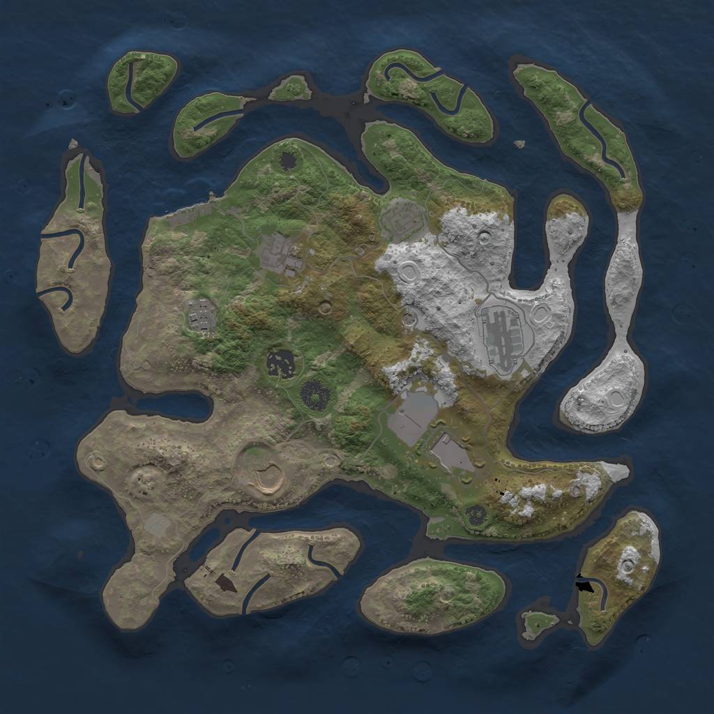 Rust Map: Procedural Map, Size: 3550, Seed: 494665, 14 Monuments