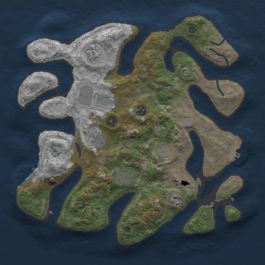 Rust Map: Procedural Map, Size: 3550, Seed: 608422, 15 Monuments