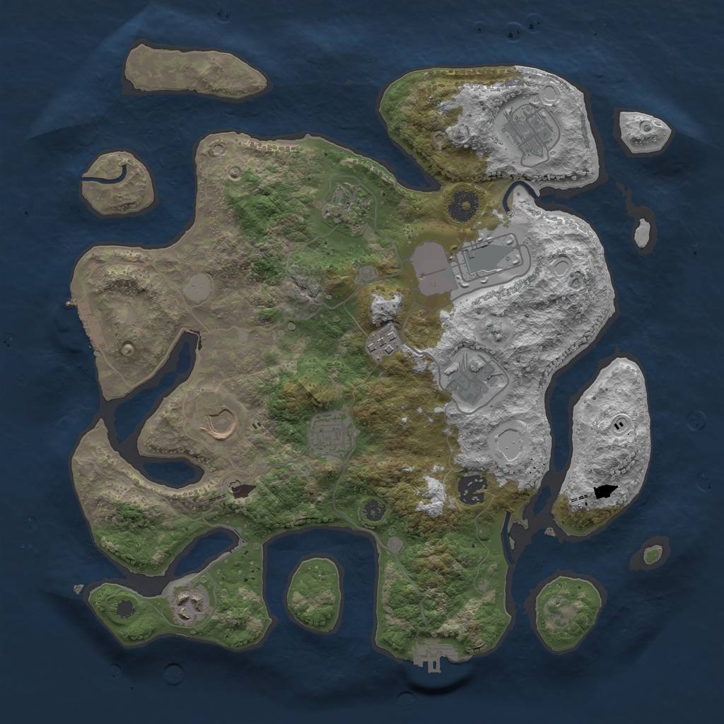 Rust Map: Procedural Map, Size: 3550, Seed: 949112, 17 Monuments