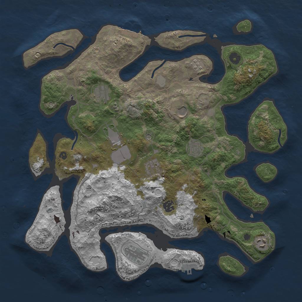 Rust Map: Procedural Map, Size: 4000, Seed: 999726, 17 Monuments