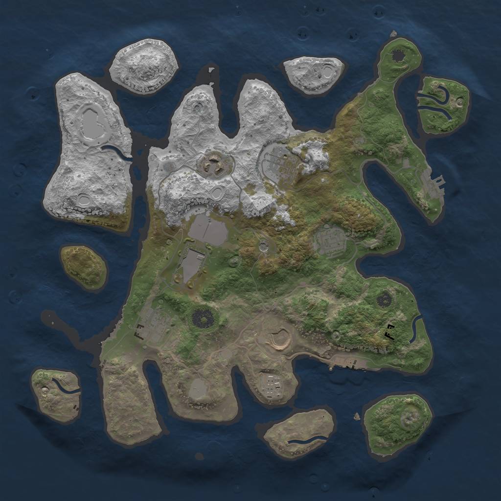 Rust Map: Procedural Map, Size: 3500, Seed: 553, 15 Monuments