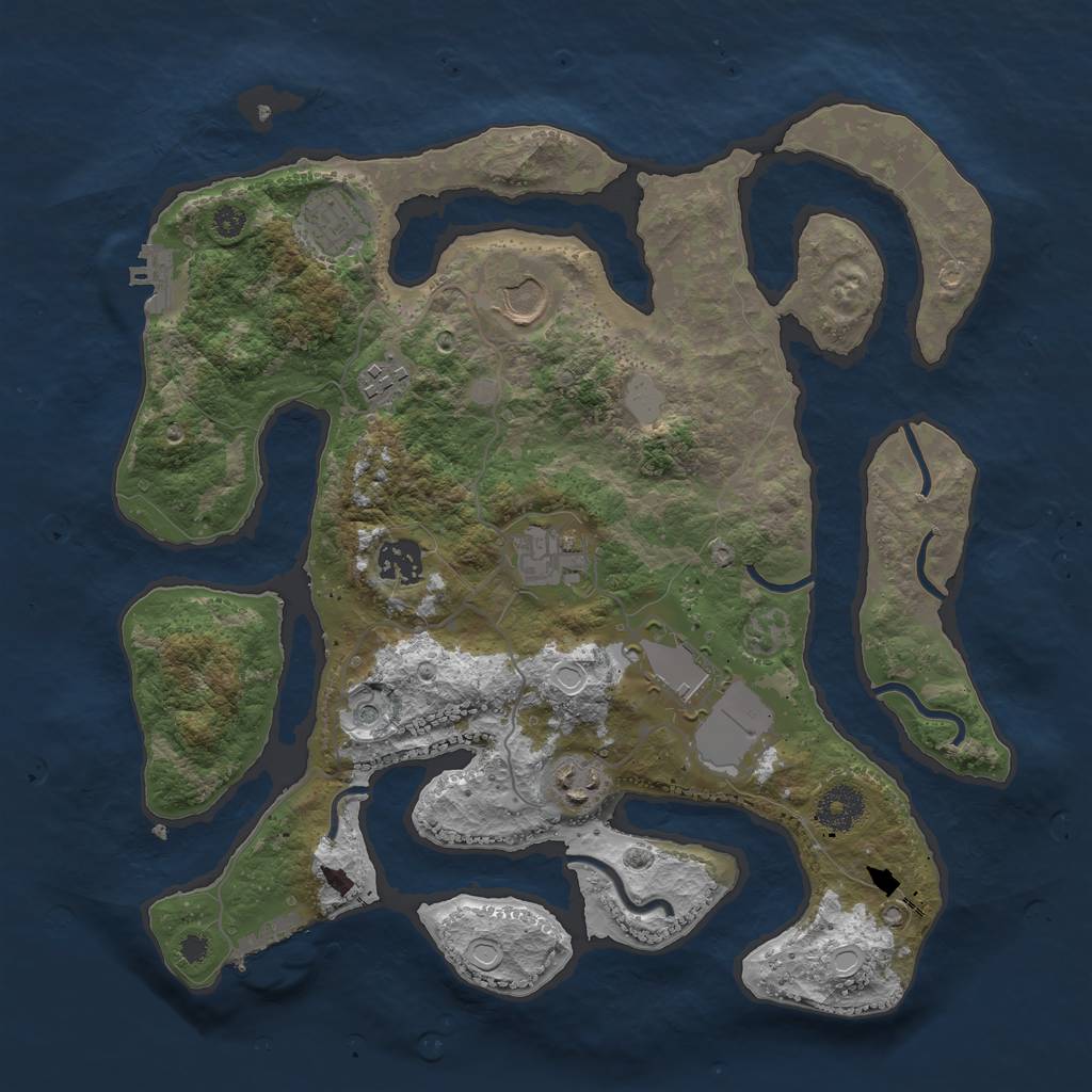 Rust Map: Procedural Map, Size: 3500, Seed: 29630, 15 Monuments