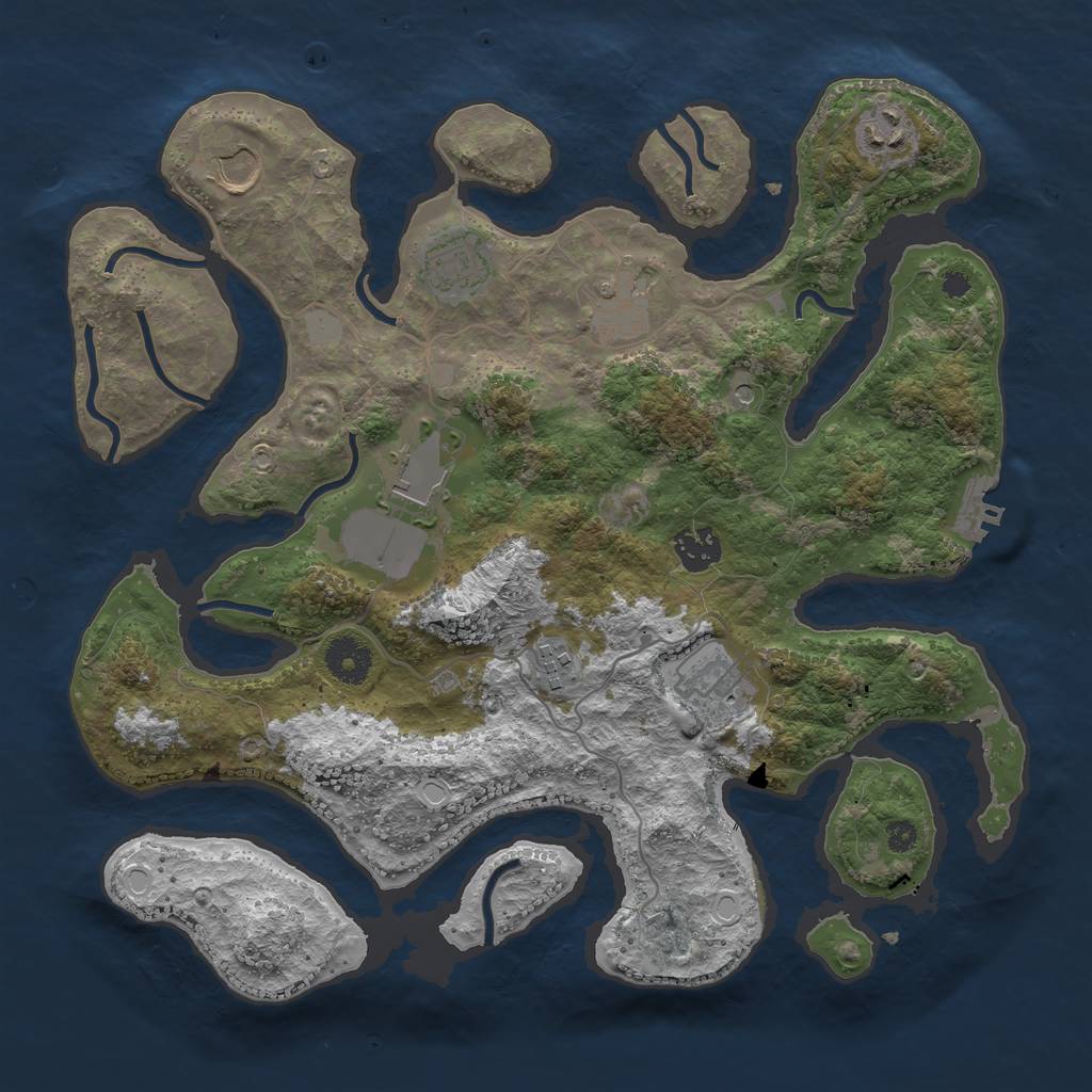 Rust Map: Procedural Map, Size: 3550, Seed: 274983, 15 Monuments
