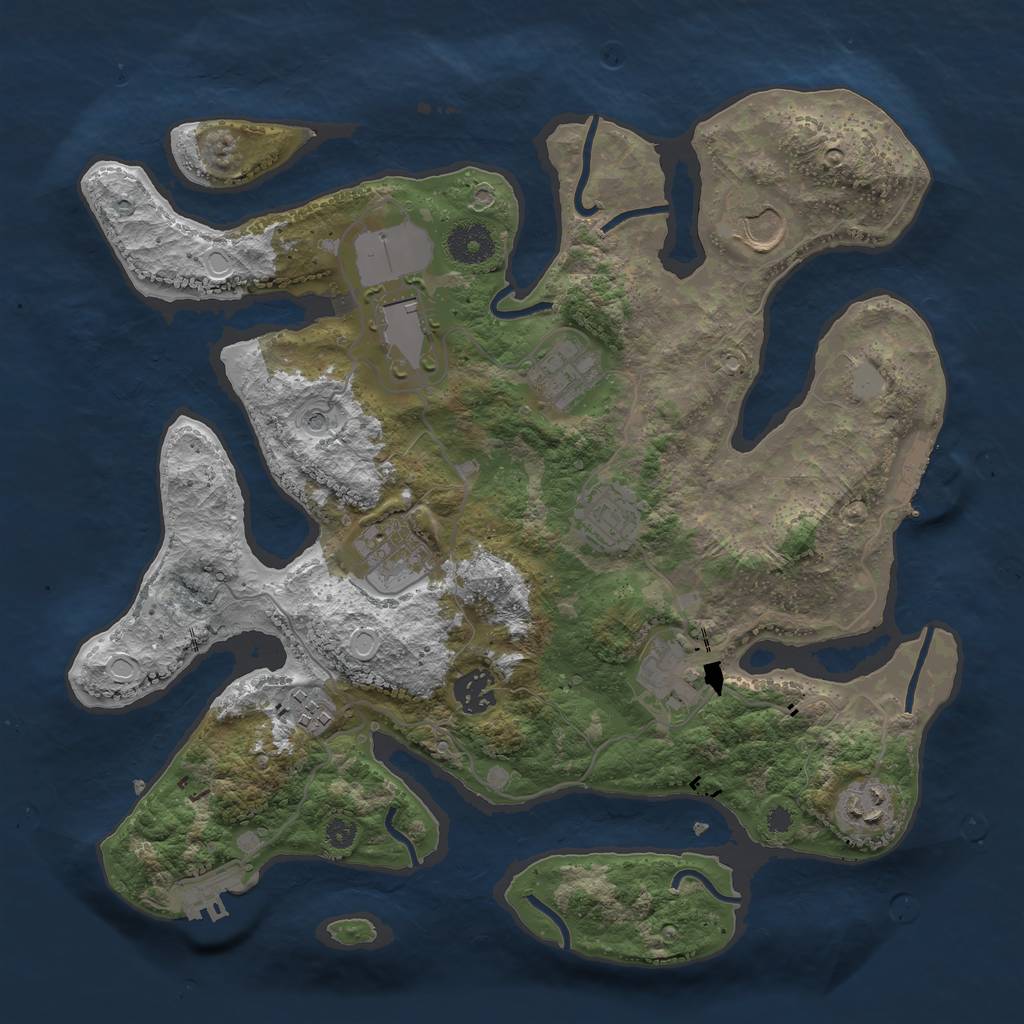 Rust Map: Procedural Map, Size: 3500, Seed: 221581885, 17 Monuments