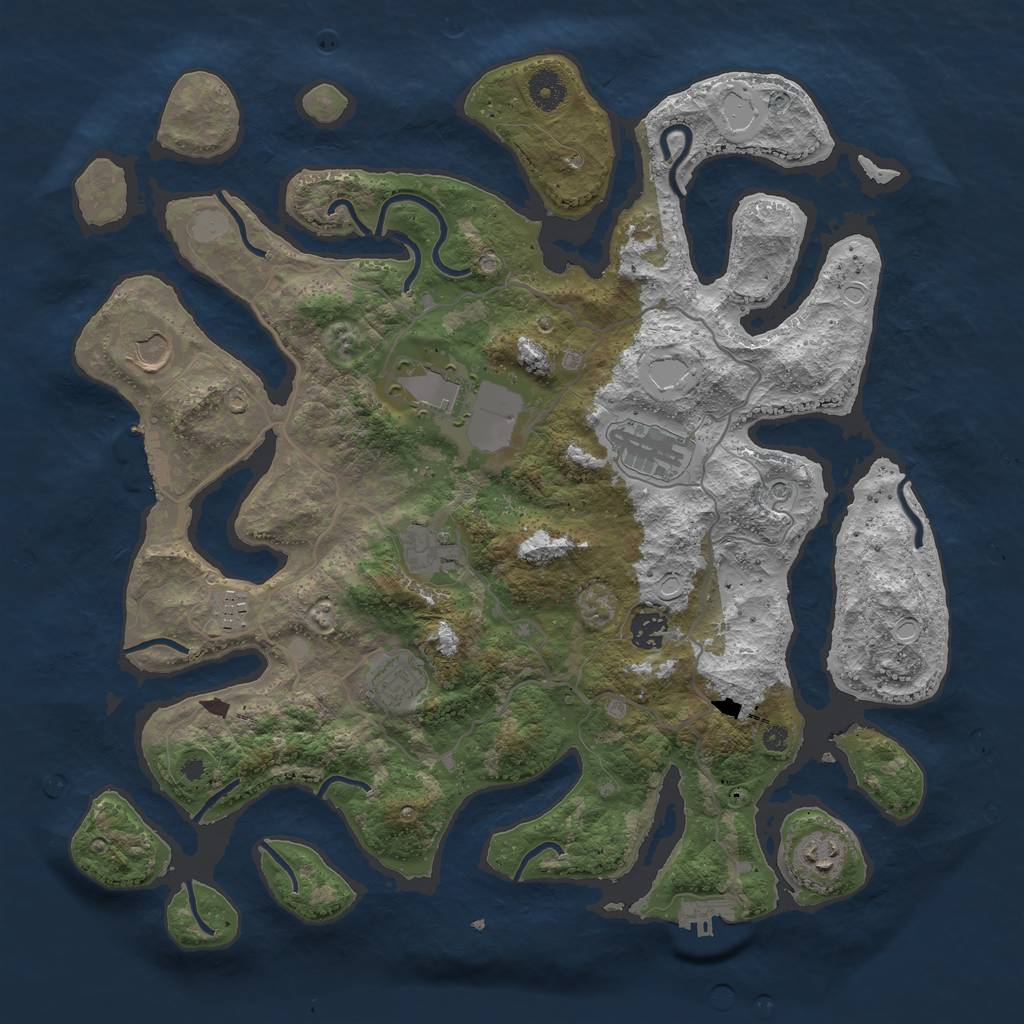 Rust Map: Procedural Map, Size: 4000, Seed: 440591, 16 Monuments