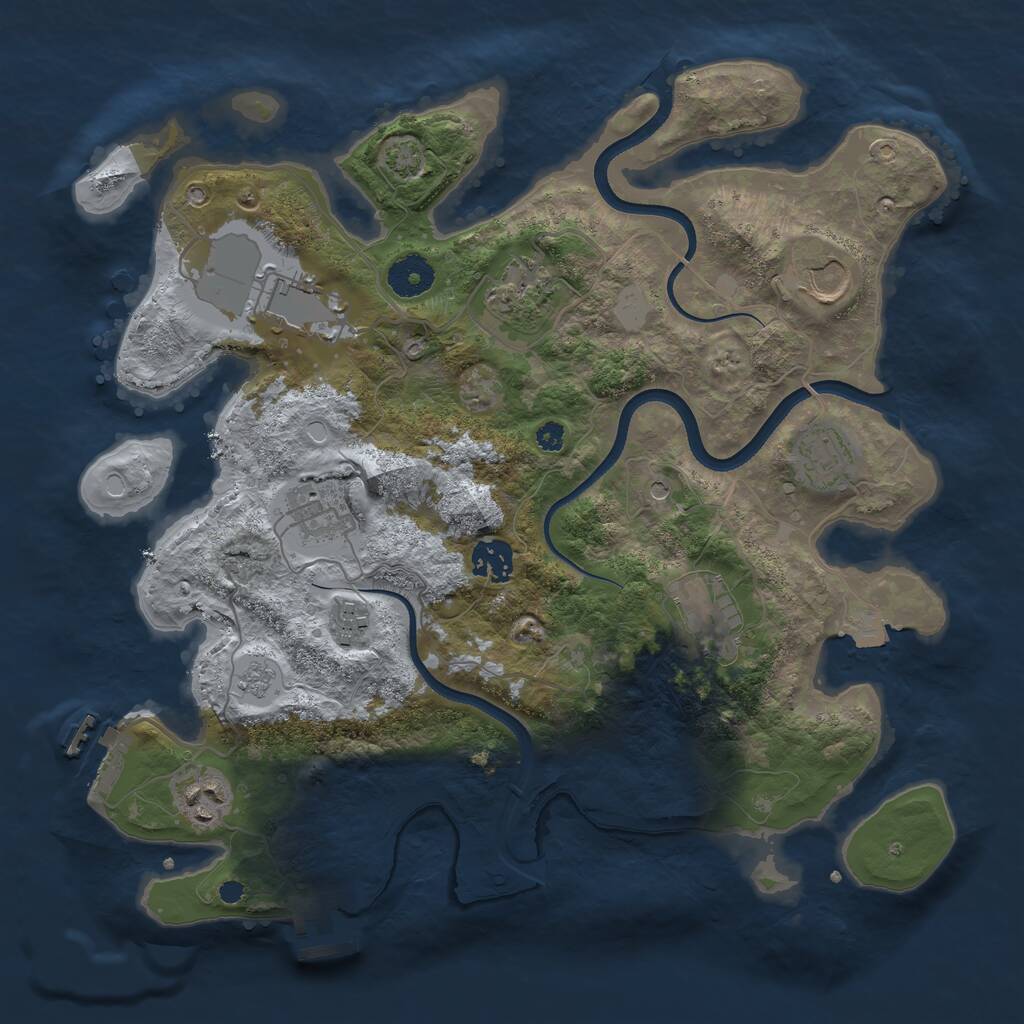 Rust Map: Procedural Map, Size: 3550, Seed: 421624, 15 Monuments