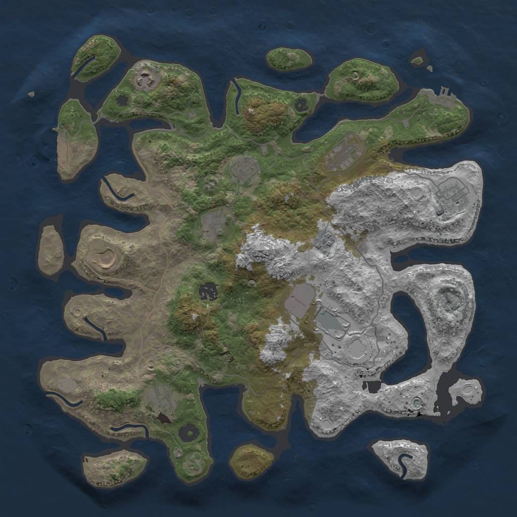 Rust Map: Procedural Map, Size: 4000, Seed: 549493, 17 Monuments