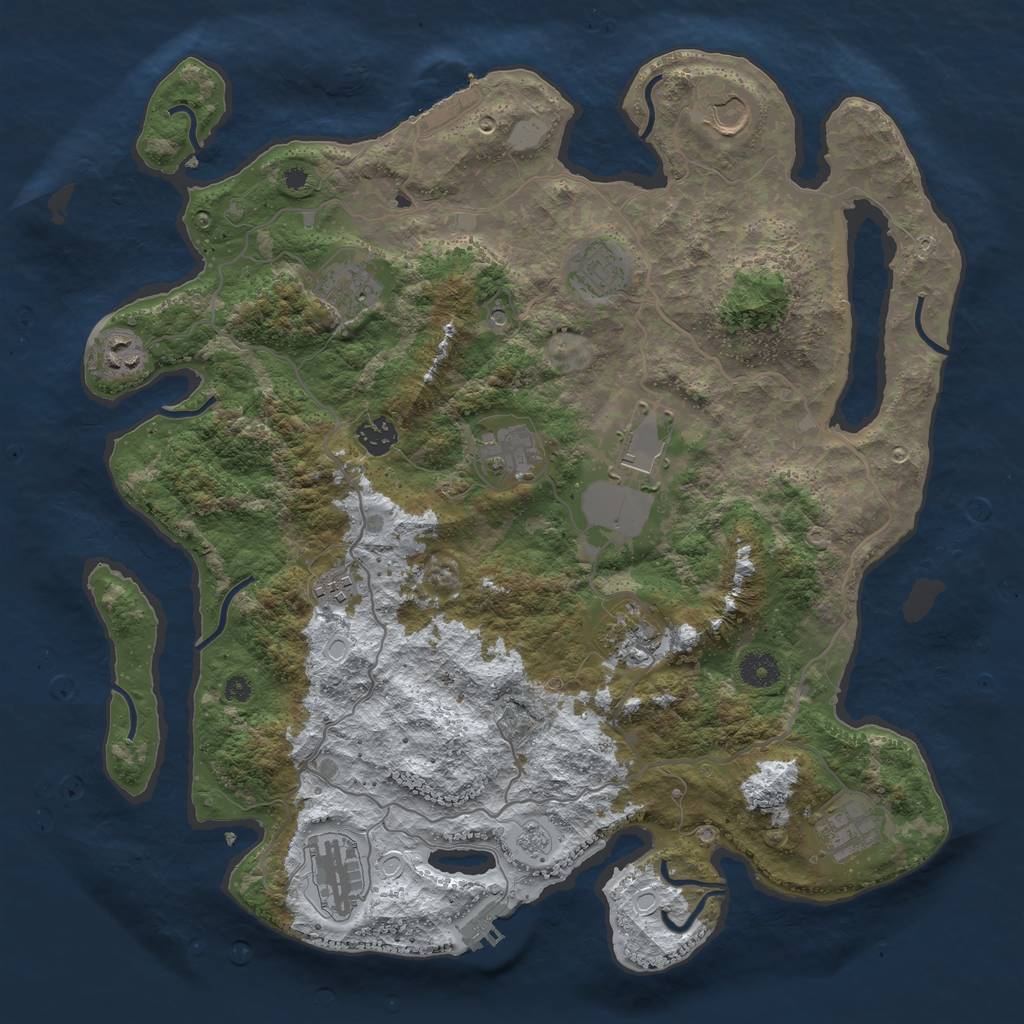 Rust Map: Procedural Map, Size: 4000, Seed: 2011592825, 20 Monuments