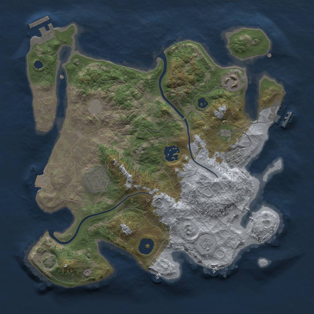 Rust Map: Procedural Map, Size: 3000, Seed: 348838117, 9 Monuments