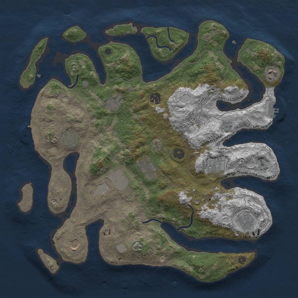 Rust Map: Procedural Map, Size: 4000, Seed: 698123, 18 Monuments