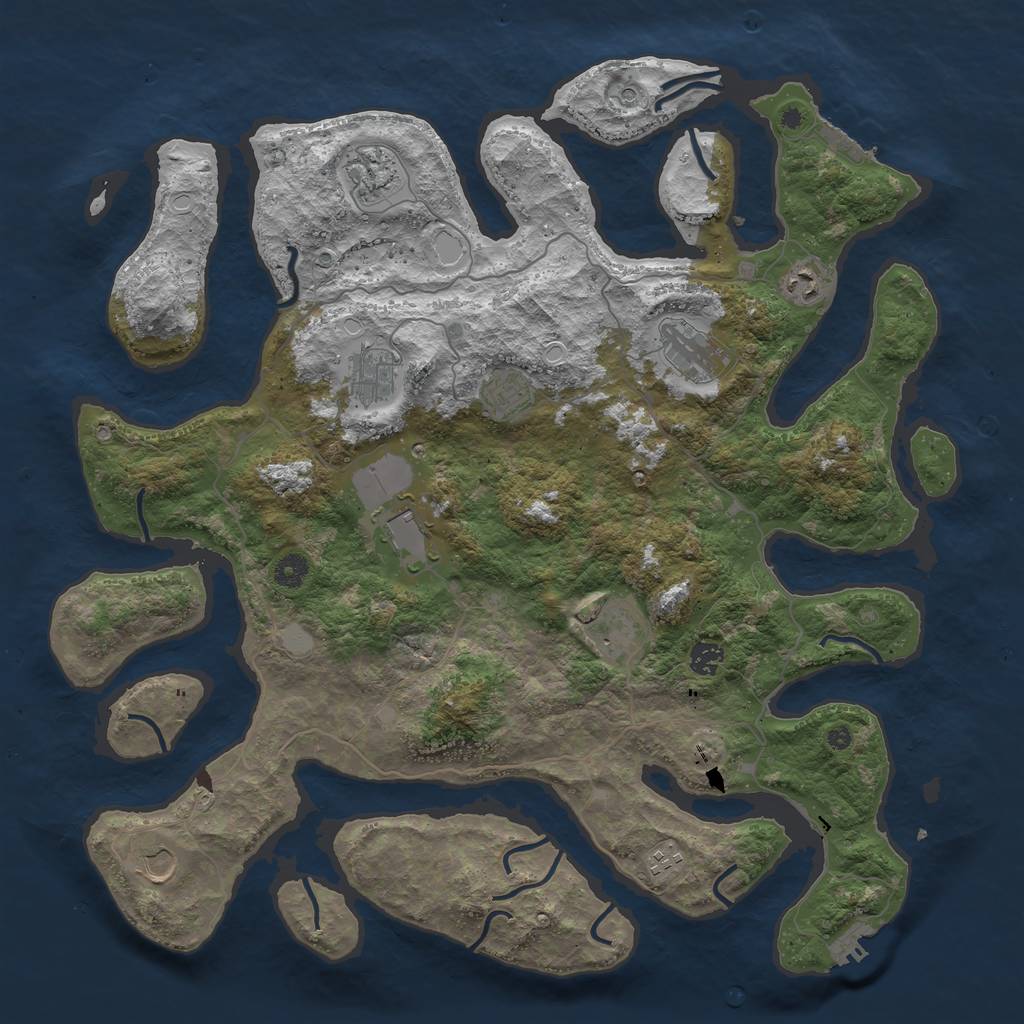 Rust Map: Procedural Map, Size: 4500, Seed: 1778952594, 18 Monuments