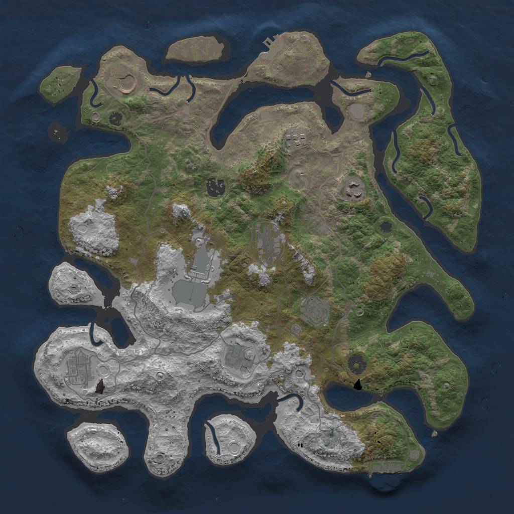 Rust Map: Procedural Map, Size: 4000, Seed: 78904, 17 Monuments