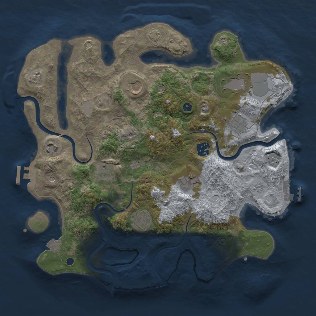Rust Map: Procedural Map, Size: 3500, Seed: 4483761, 15 Monuments