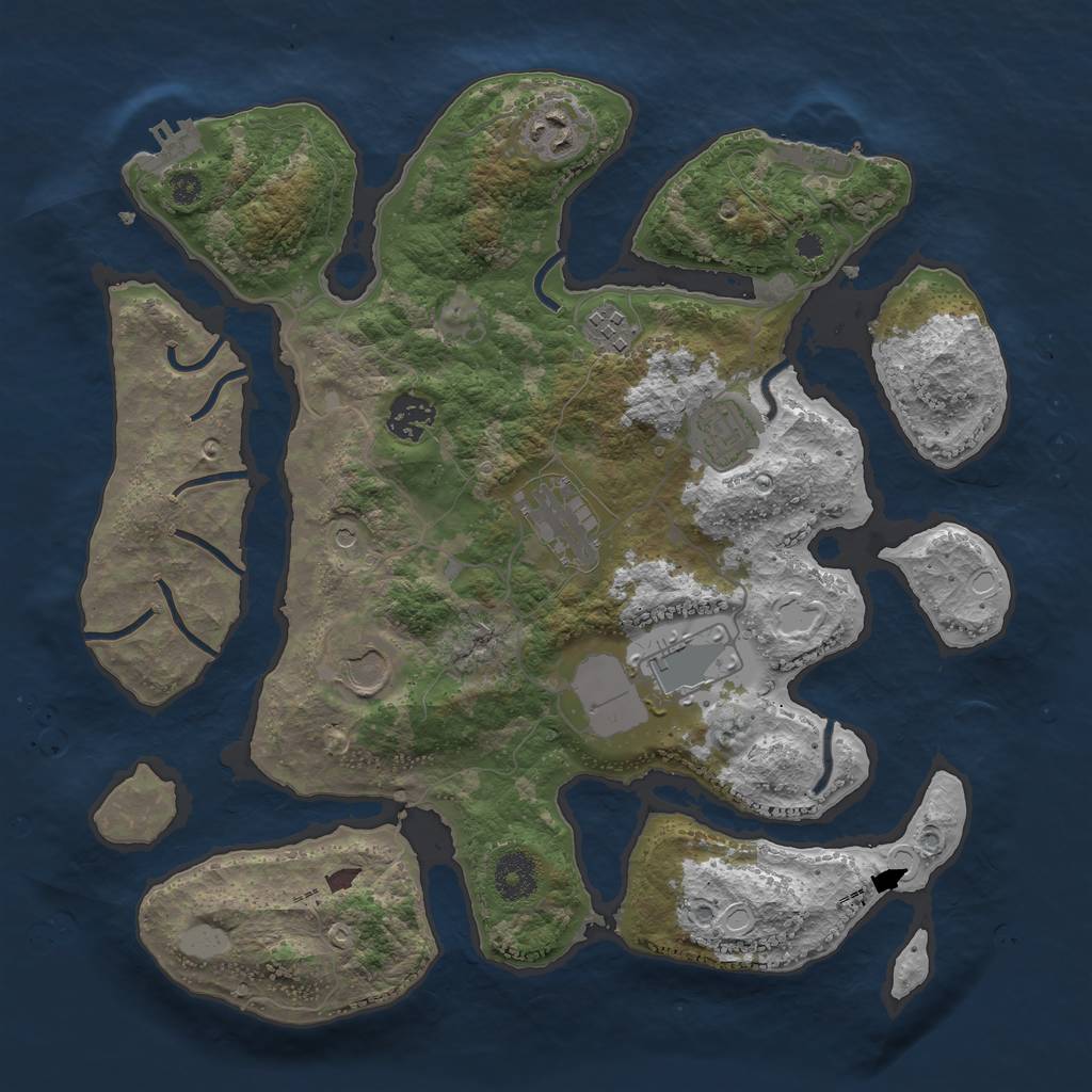 Rust Map: Procedural Map, Size: 3500, Seed: 693744, 15 Monuments