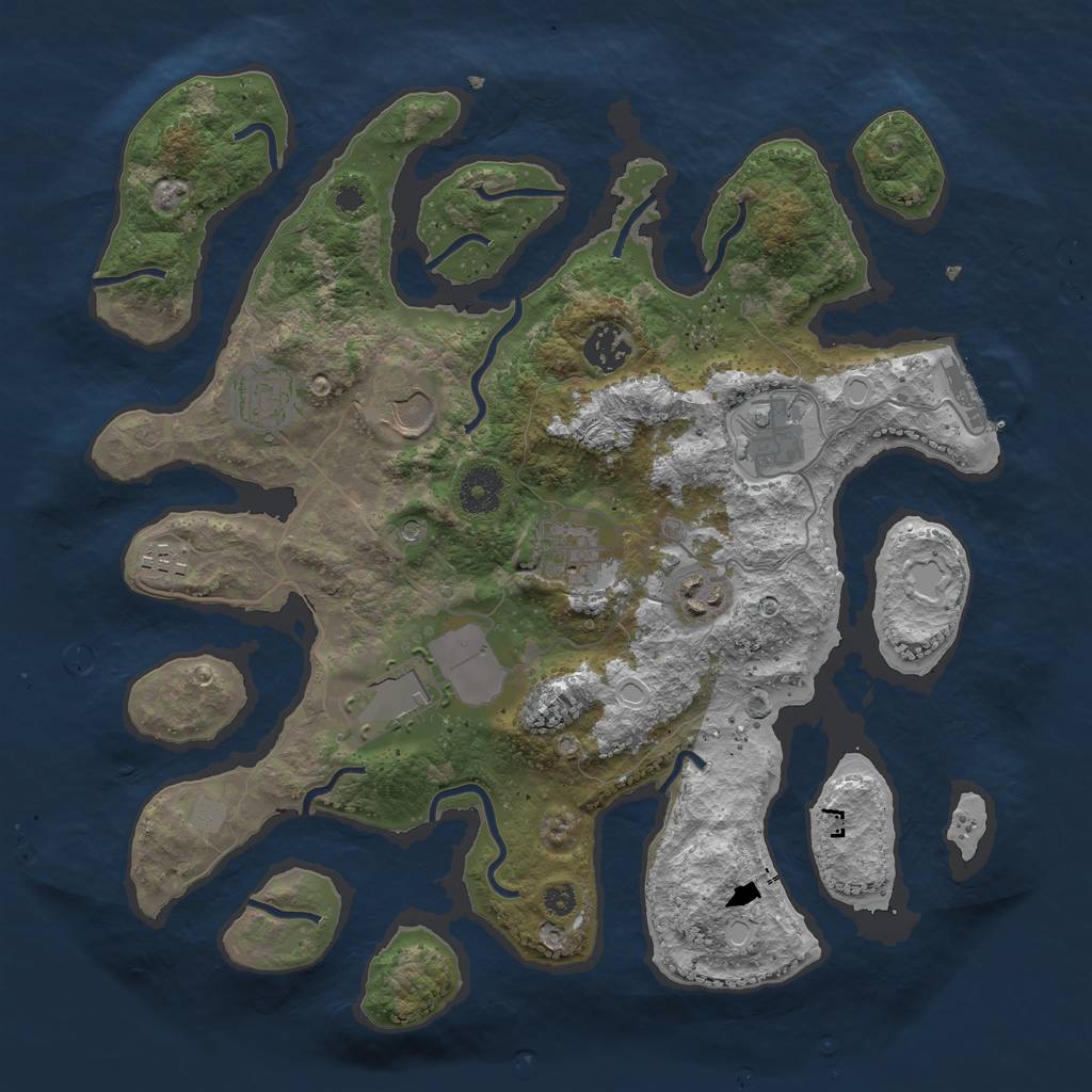 Rust Map: Procedural Map, Size: 3550, Seed: 336319, 15 Monuments