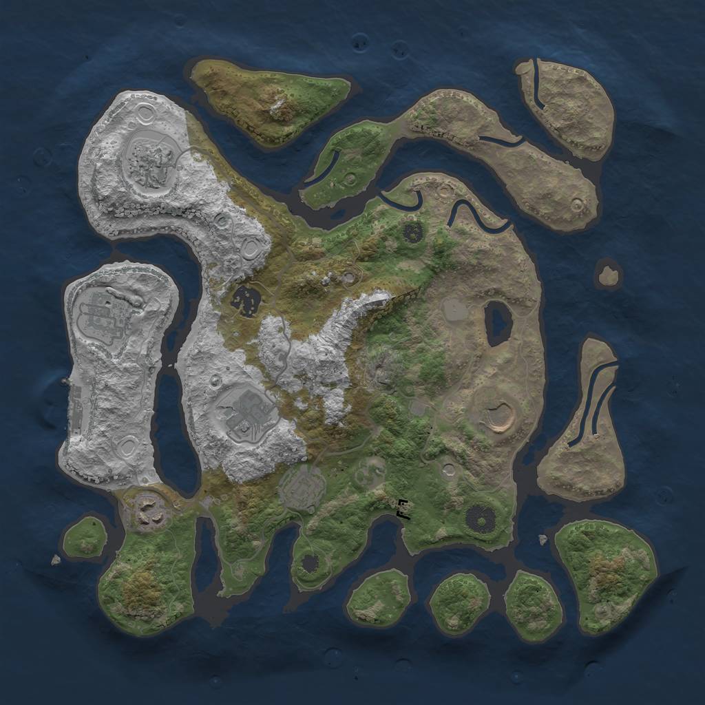 Rust Map: Procedural Map, Size: 3550, Seed: 418413, 14 Monuments