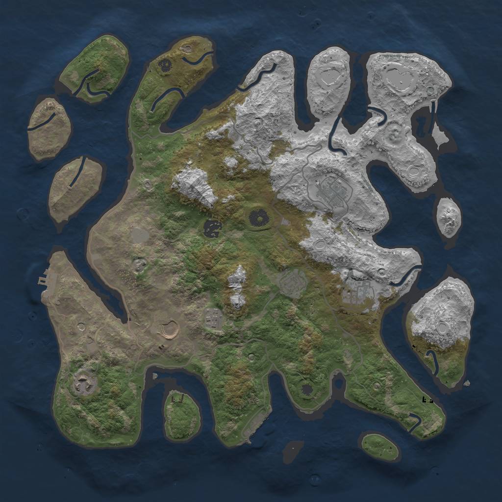 Rust Map: Procedural Map, Size: 4000, Seed: 748756, 15 Monuments