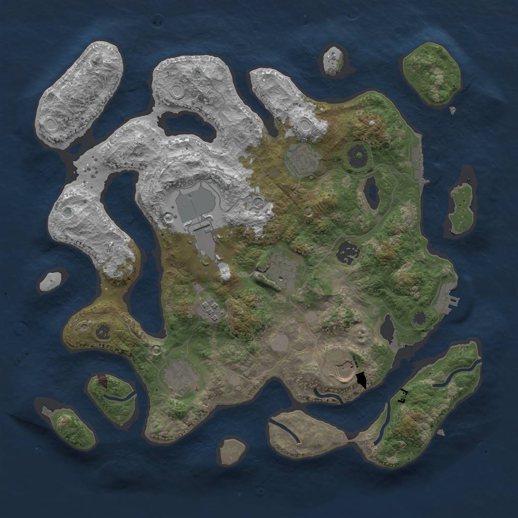 Rust Map: Procedural Map, Size: 3550, Seed: 572261, 15 Monuments