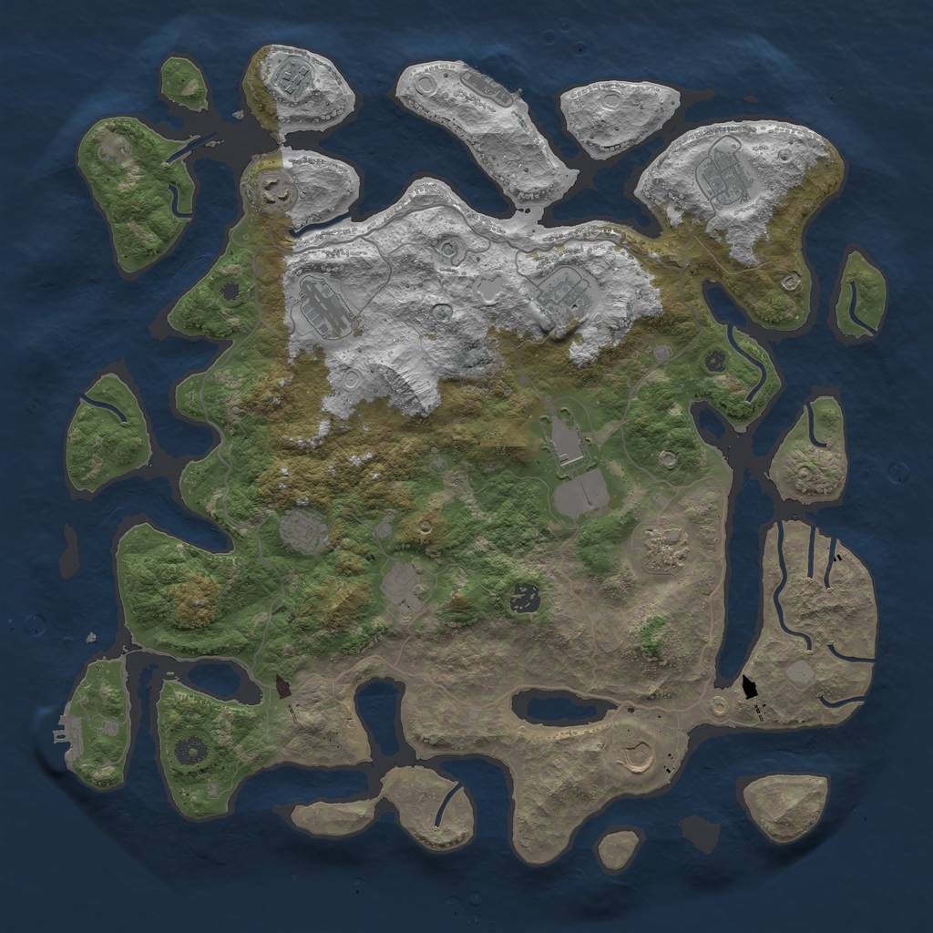 Rust Map: Procedural Map, Size: 4500, Seed: 1290231029, 19 Monuments
