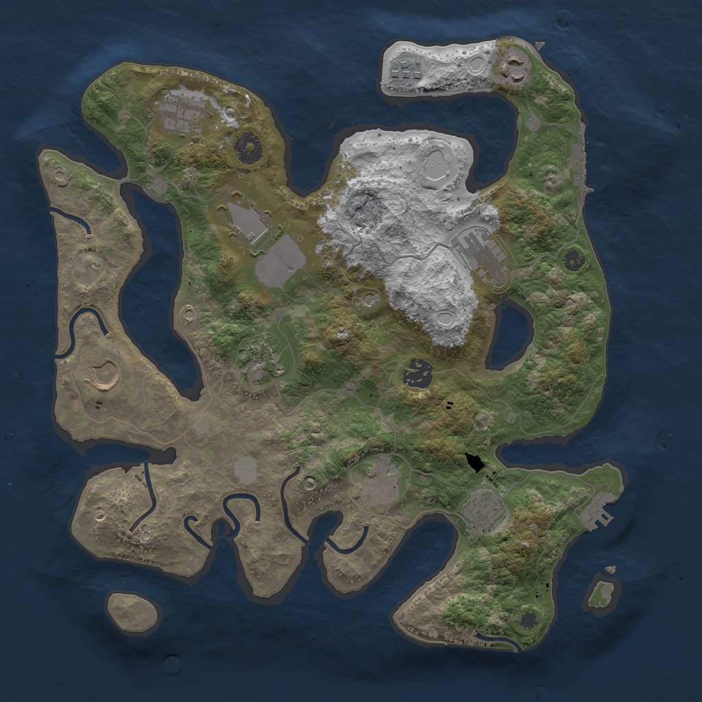 Rust Map: Procedural Map, Size: 3550, Seed: 570567, 18 Monuments