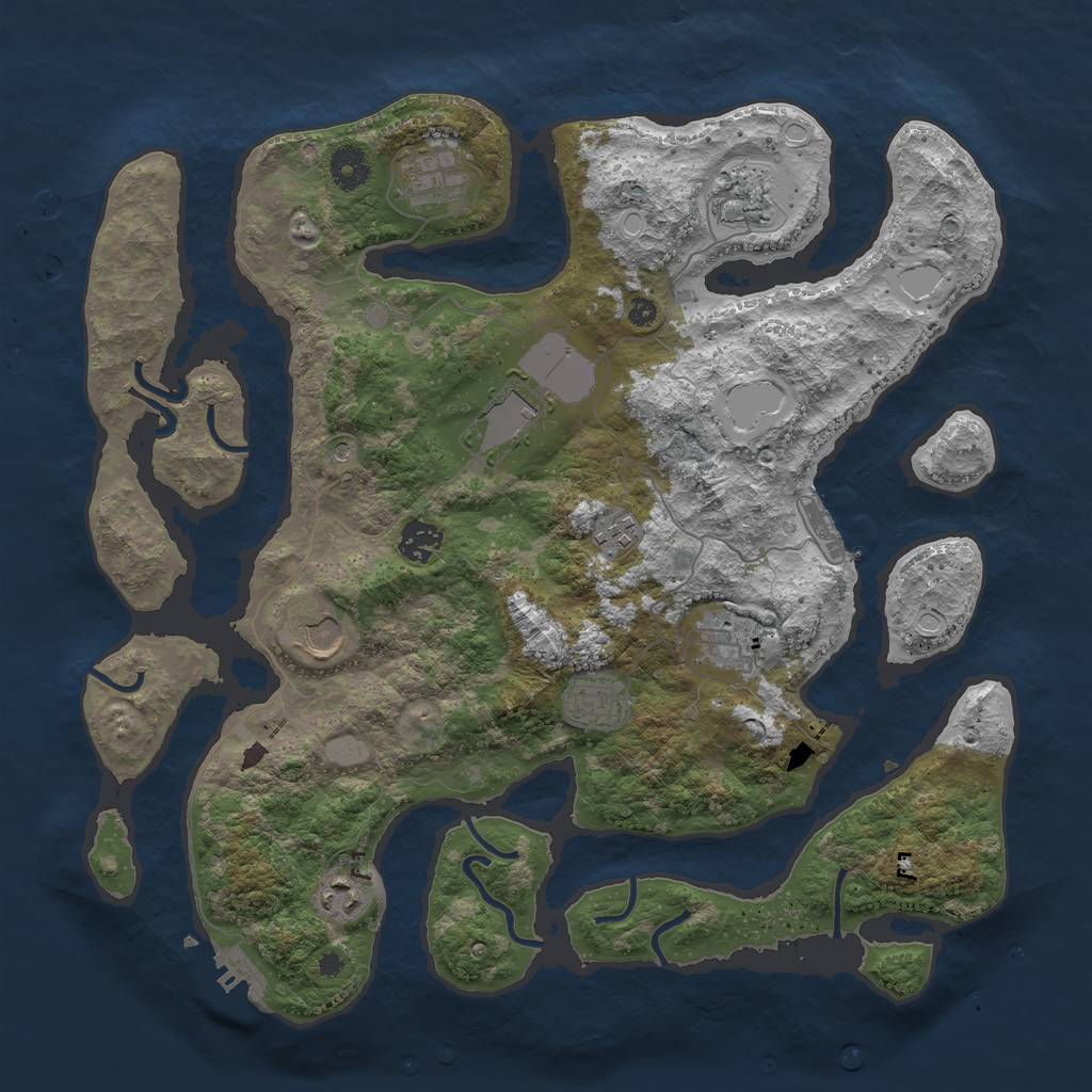 Rust Map: Procedural Map, Size: 3875, Seed: 1693338526, 17 Monuments