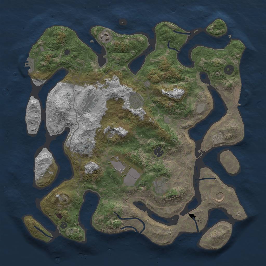 Rust Map: Procedural Map, Size: 4000, Seed: 7455, 16 Monuments