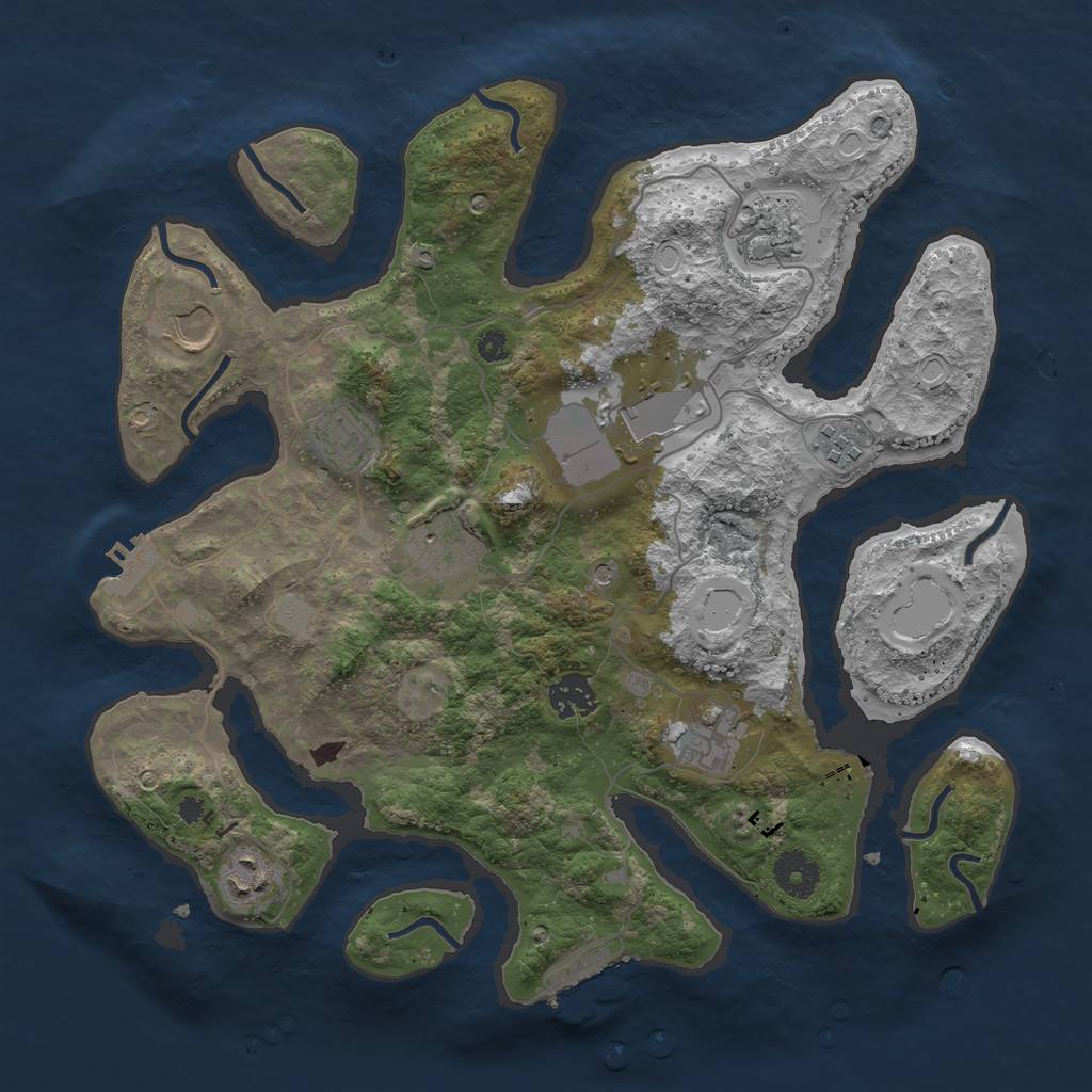 Rust Map: Procedural Map, Size: 3550, Seed: 672137, 17 Monuments