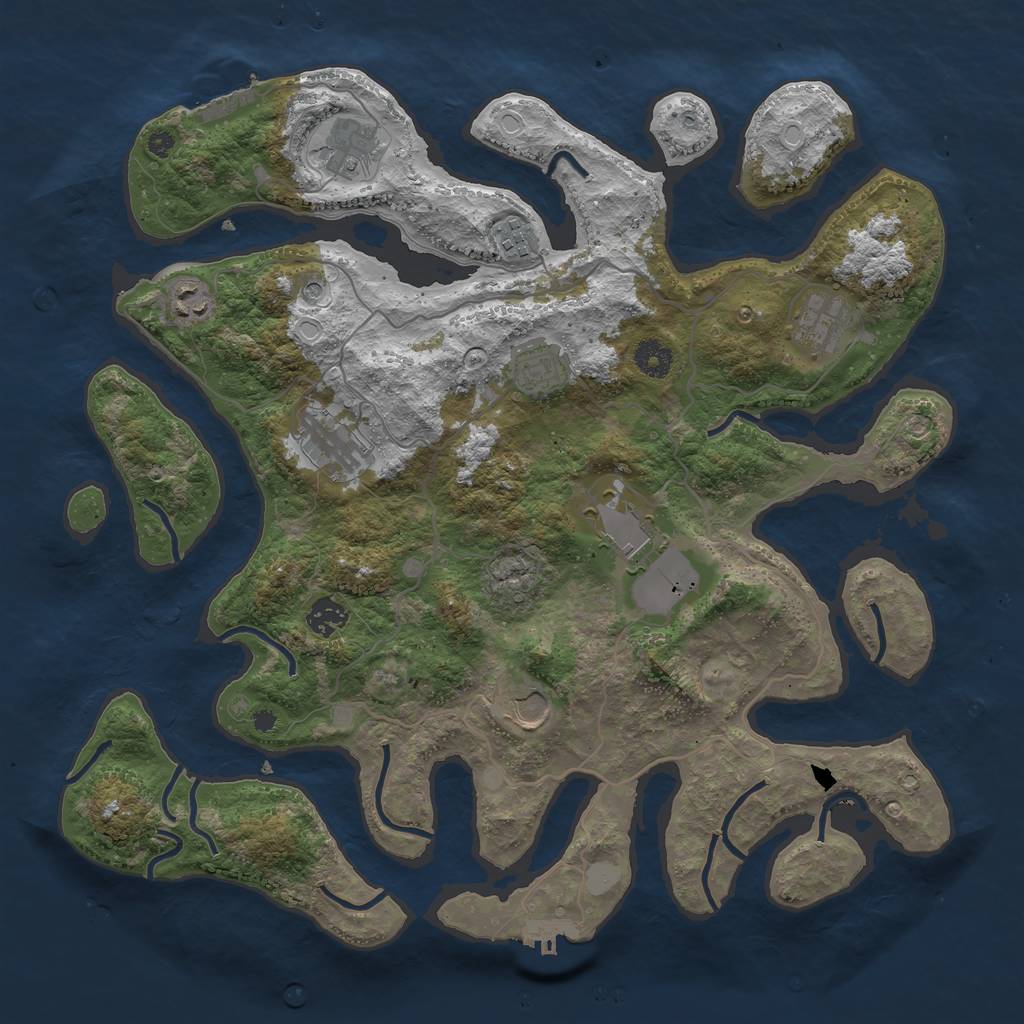 Rust Map: Procedural Map, Size: 4000, Seed: 221213, 17 Monuments