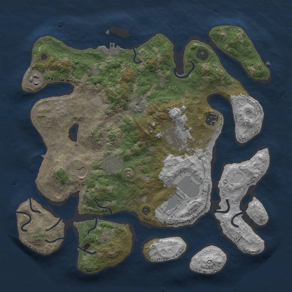 Rust Map: Procedural Map, Size: 3600, Seed: 596802925, 15 Monuments